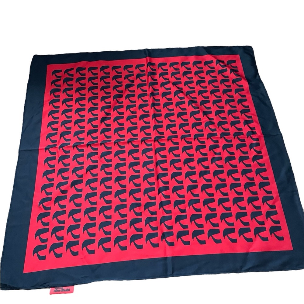Red & Navy Neck Scarf Foulard Shawl Boxed Wrap Square Scarf Abu Dhabi Dubai